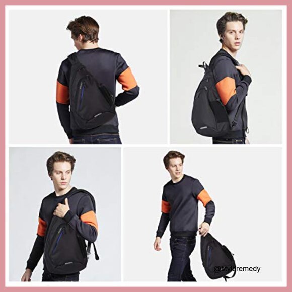 Polyester Sling Backpack with USB Port Anti-Theft Daypack